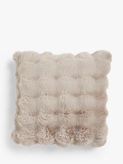John Lewis Wave Faux Fur Cushion, Mocha