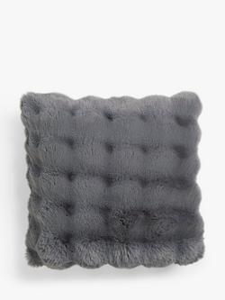 John Lewis Wave Faux Fur Cushion, Grey