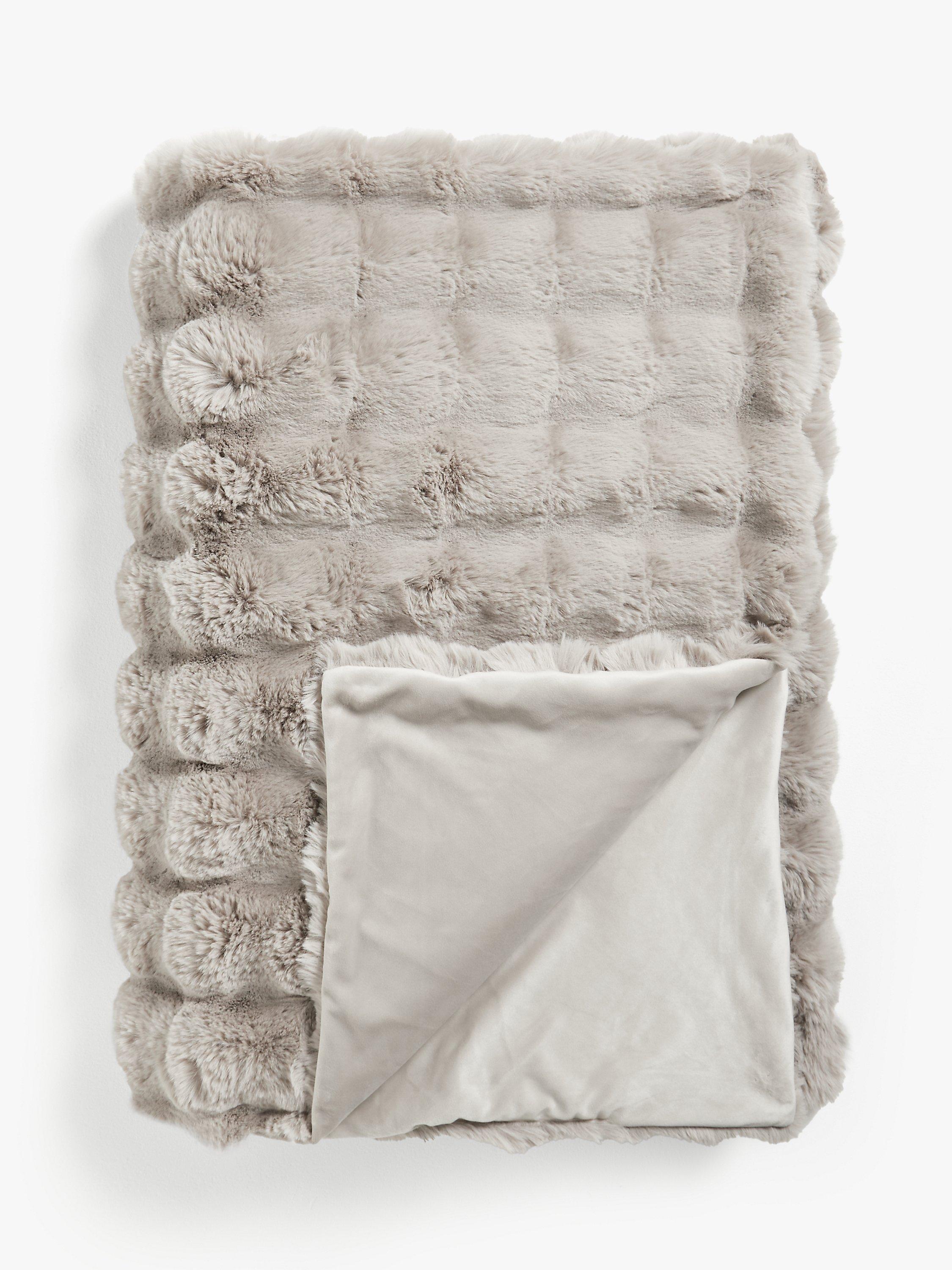 John Lewis Wave Fur Throw Mocha