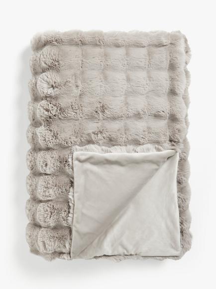 John Lewis Wave Fur Throw, Mocha