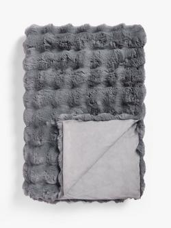John Lewis Wave Fur Throw, Grey