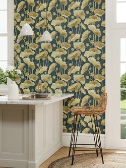 Sanderson Lotus Leaf Wallpaper - view 2, Dwaw217127