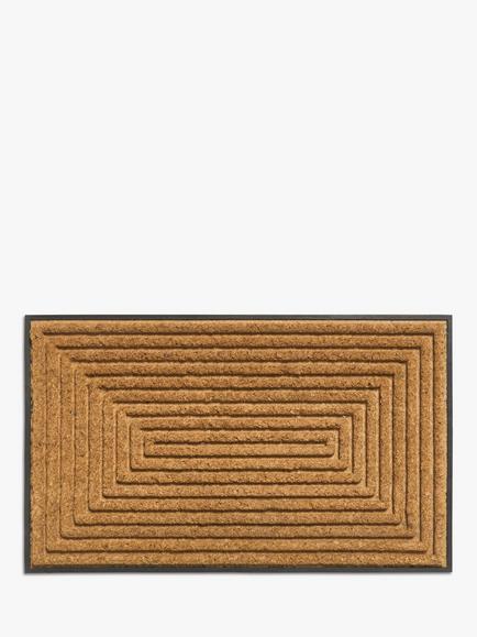 John Lewis Diamond Scraper Door Mat, Black / Brown