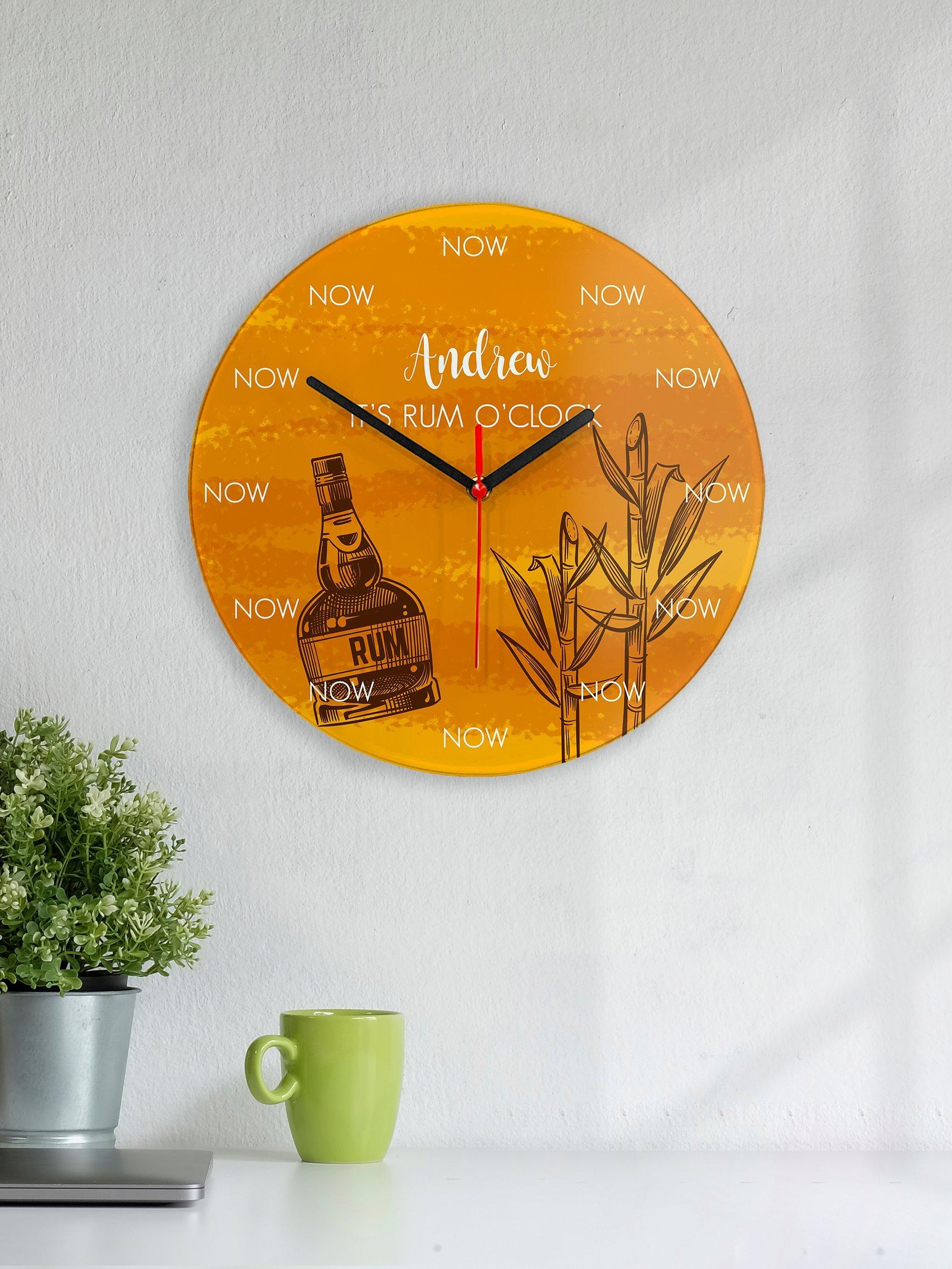 Treat Republic Personalised Rum O'Clock Glass Wall Clock, 20cm