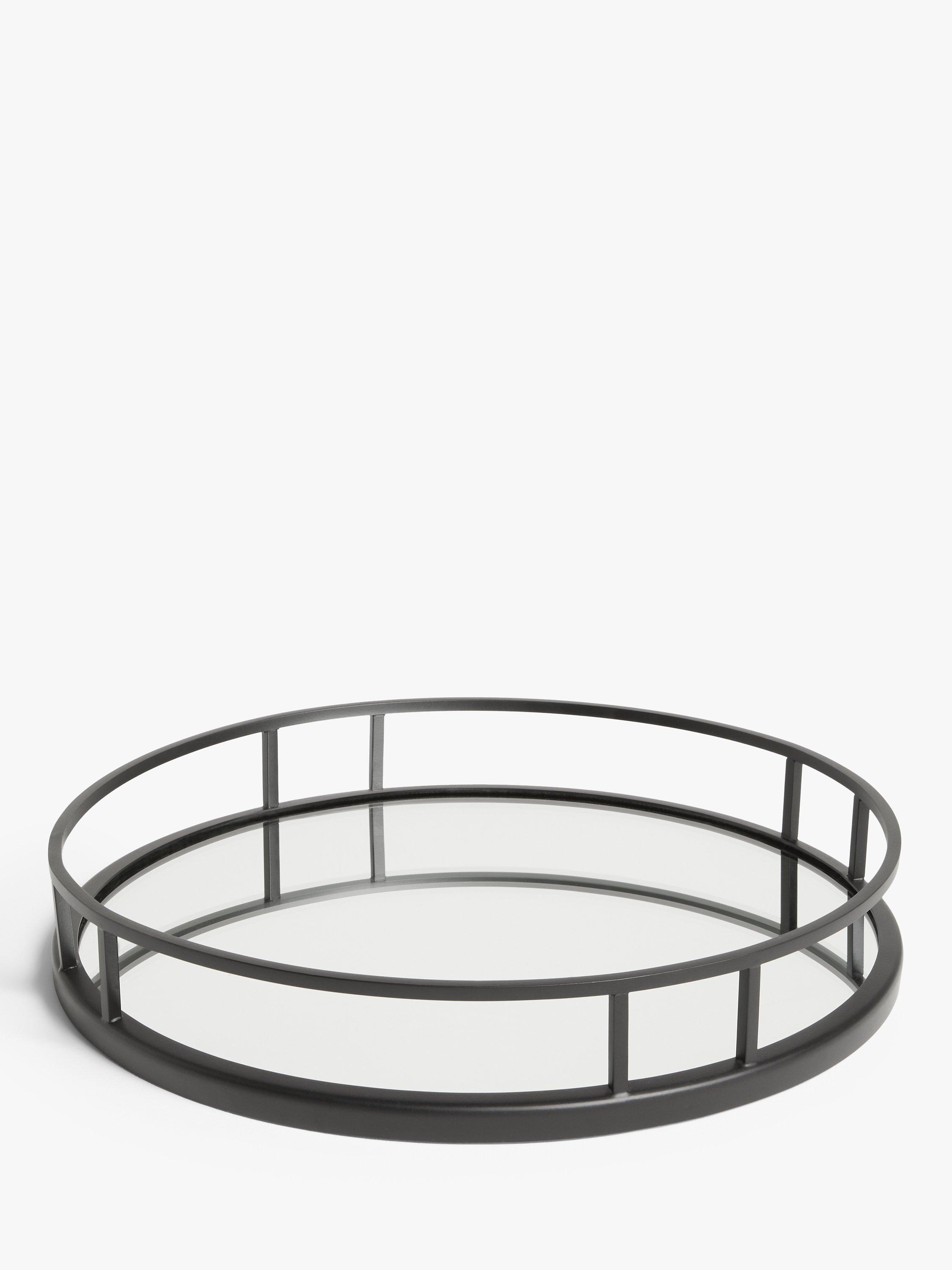 John Lewis Round Stainless Steel Mirror Tray, 35cm, Black
