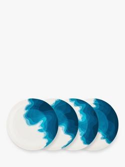 Rick Stein Coves of Cornwall Melamine Dinner Plates, Set of 4, 25cm, Blue/White, Blue/White