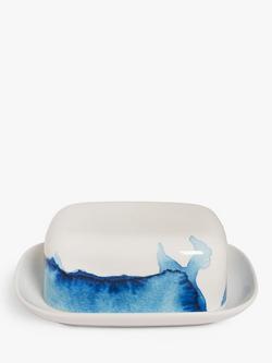 Rick Stein Coves of Cornwall Bone China Butter Dish, Blue/White, Blue/White