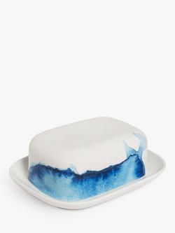 Rick Stein Coves of Cornwall Bone China Butter Dish, Blue/White - view 2, Blue/White