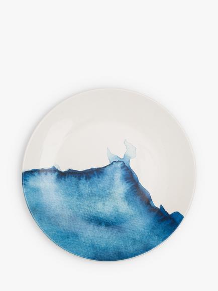 Rick Stein Coves of Cornwall Bone China Round Platter, 36cm, Blue/White, Blue/White