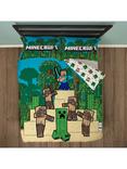 Minecraft Reversible Pure Cotton Duvet Cover and Pillowcase Set, Green/Multi