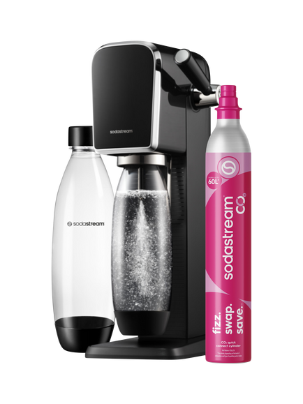 SodaStream Art Sparkling Water Maker with 2 x 1L Bottles & 60L CO2 Cylinder, Black