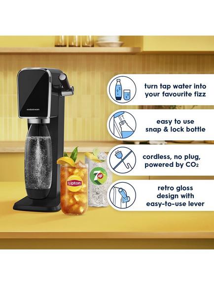 SodaStream Art Sparkling Water Maker with 2 x 1L Bottles & 60L CO2 Cylinder - view 2, Black