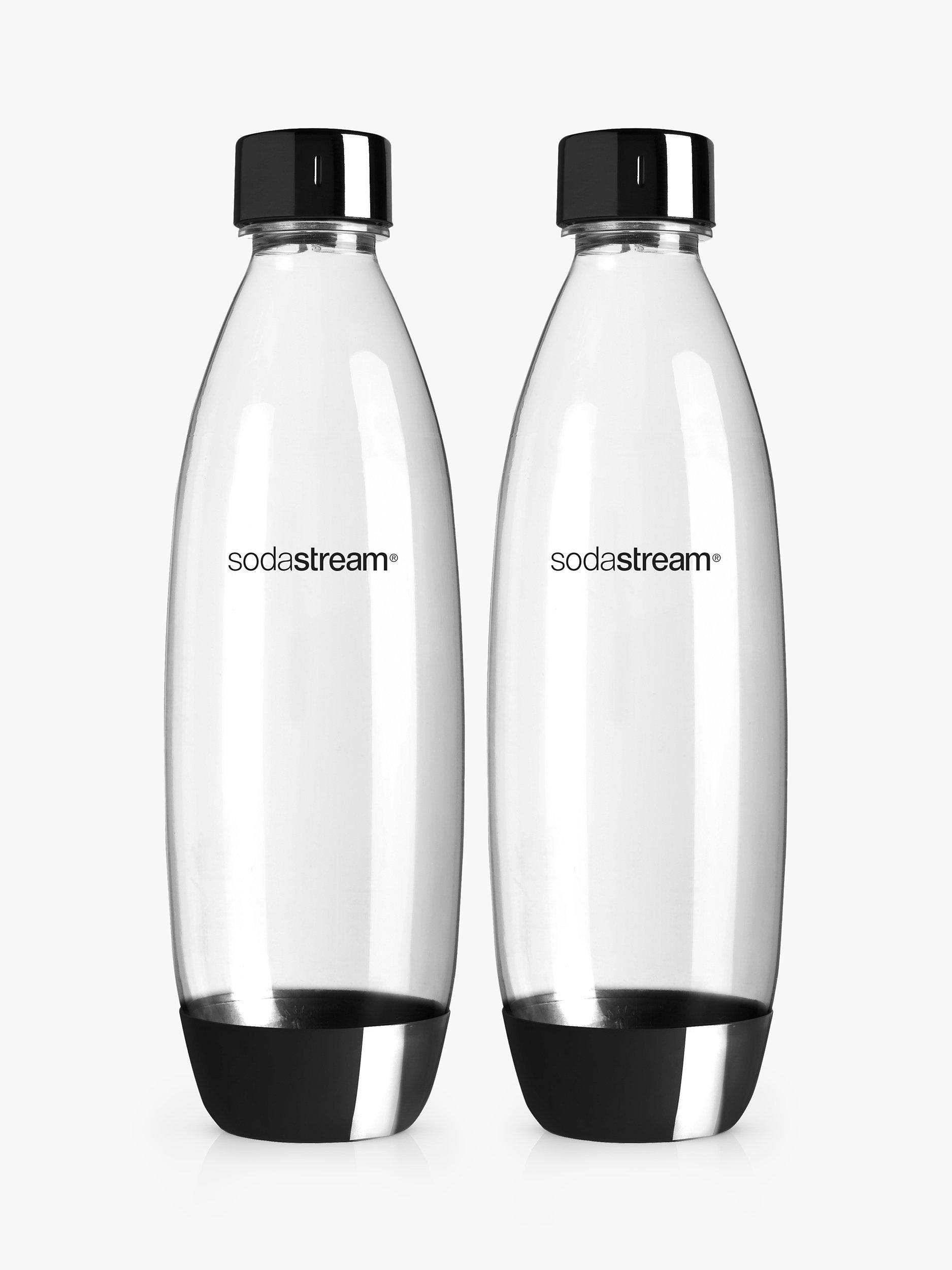 SodaStream Plastic Carbonating Drinks Bottle, Pack of 2, 1L, Clear