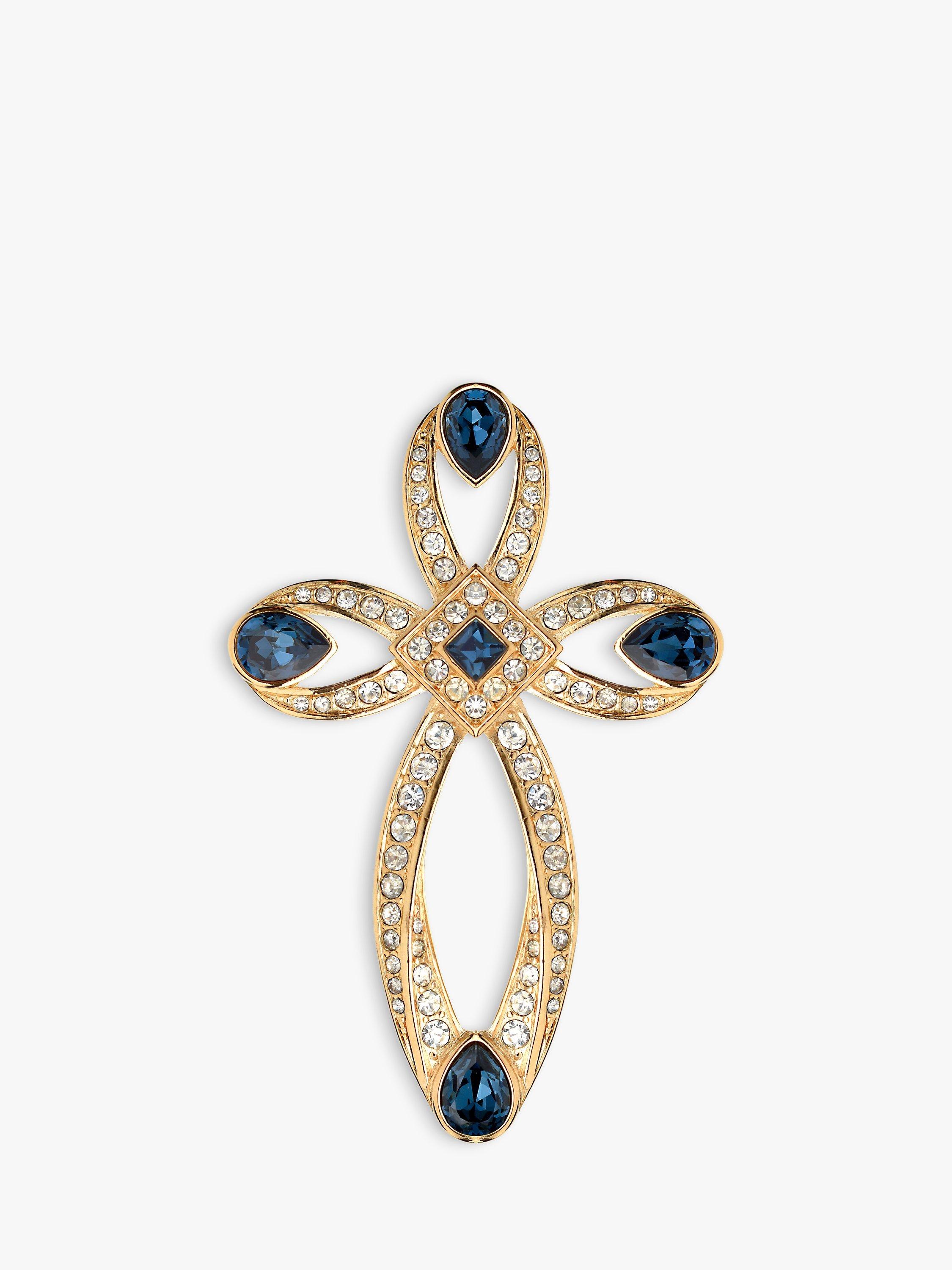 Product image 1 of 1, which shows Eclectica Pre-Loved Attwood & Sawyer Swarovski Crystal Cross Brooch, Dated Circa the 1990s