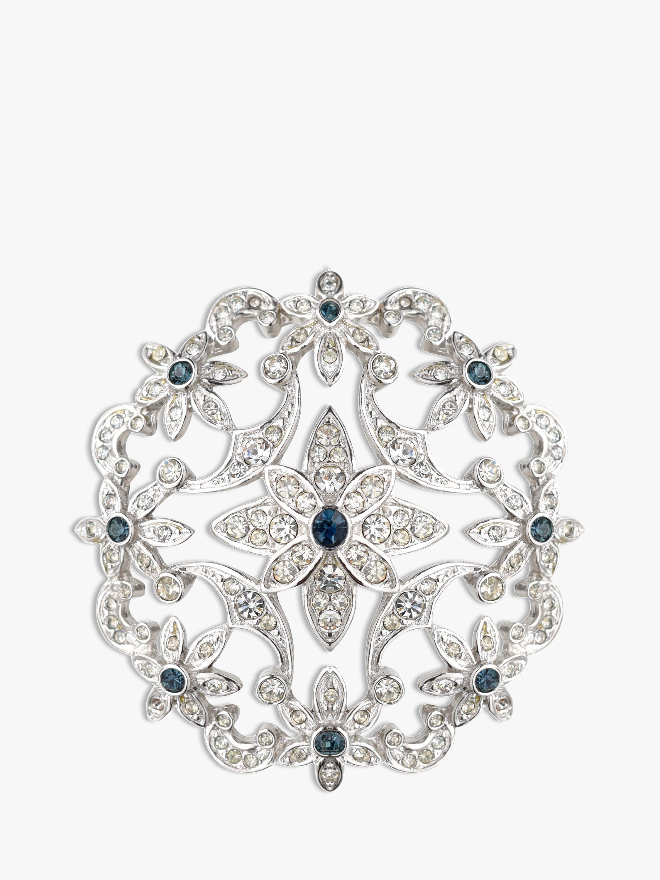 Product image 1 of 1, which shows Eclectica Pre-Loved Attwood & Sawyer Swarovski Crystal Ornate Round Brooch, Dated Circa the 1990s