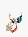 Eclectica Pre-Loved Attwood & Sawyer Swarovski Crystal & Enamel Hummingbird Brooch, Dated Circa 1990s