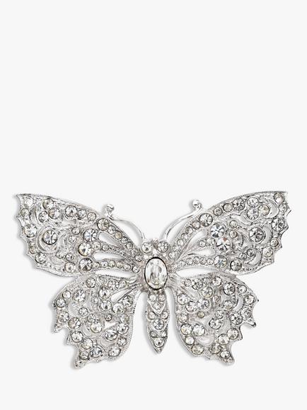 Eclectica Pre-Loved Attwood & Sawyer Swarovski Crystal Butterfly Brooch, Dated Circa 1990s, Silver
