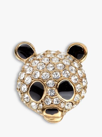 Eclectica Pre-Loved Attwood & Sawyer Swarovski Crystal Panda Face Stick Pin, Dated Circa 1990s, Gold