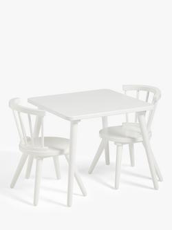 John Lewis Kids' Spindle Table and Chairs Set, White, White