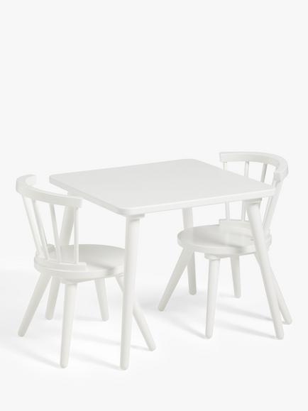 John Lewis Kids' Spindle Table and Chairs Set, White, White