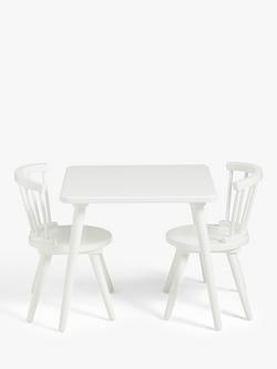 John Lewis Kids' Spindle Table and Chairs Set, White - view 2, White