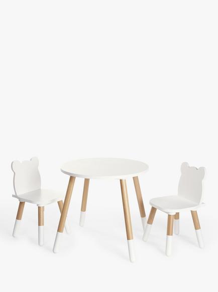 John Lewis Bear Table & Chairs Set, White/Natural, White/Natural