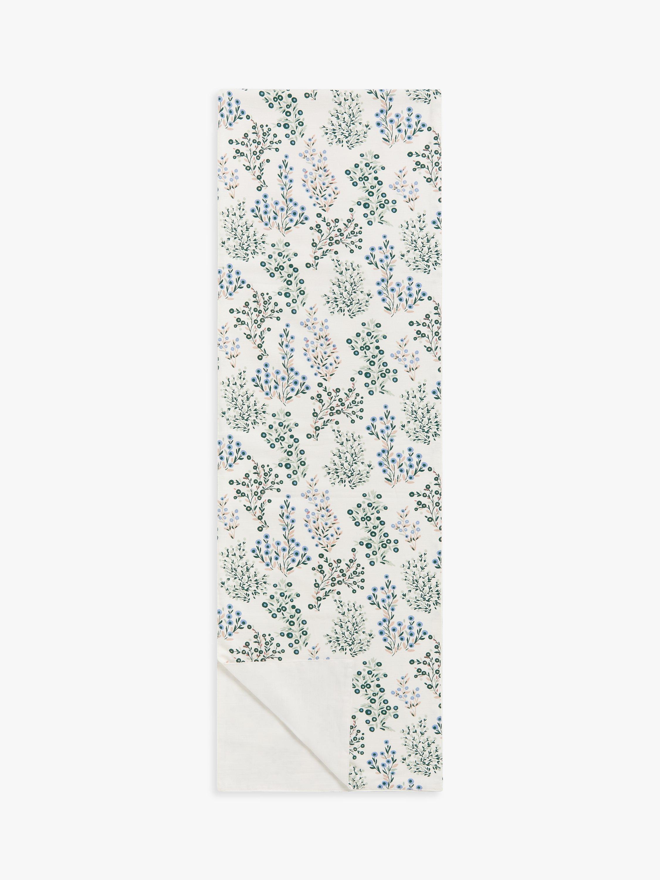 John Lewis Caravelle Floral Cotton Table Runner, 250cm, Green/Multi