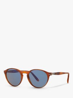 Persol PO3092SM Men's Oval Sunglasses, Terra di Siena/Blue, Terra di Siena/Blue
