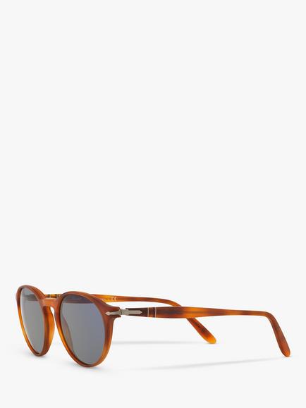 Persol PO3092SM Men's Oval Sunglasses, Terra di Siena/Blue - view 2, Terra di Siena/Blue