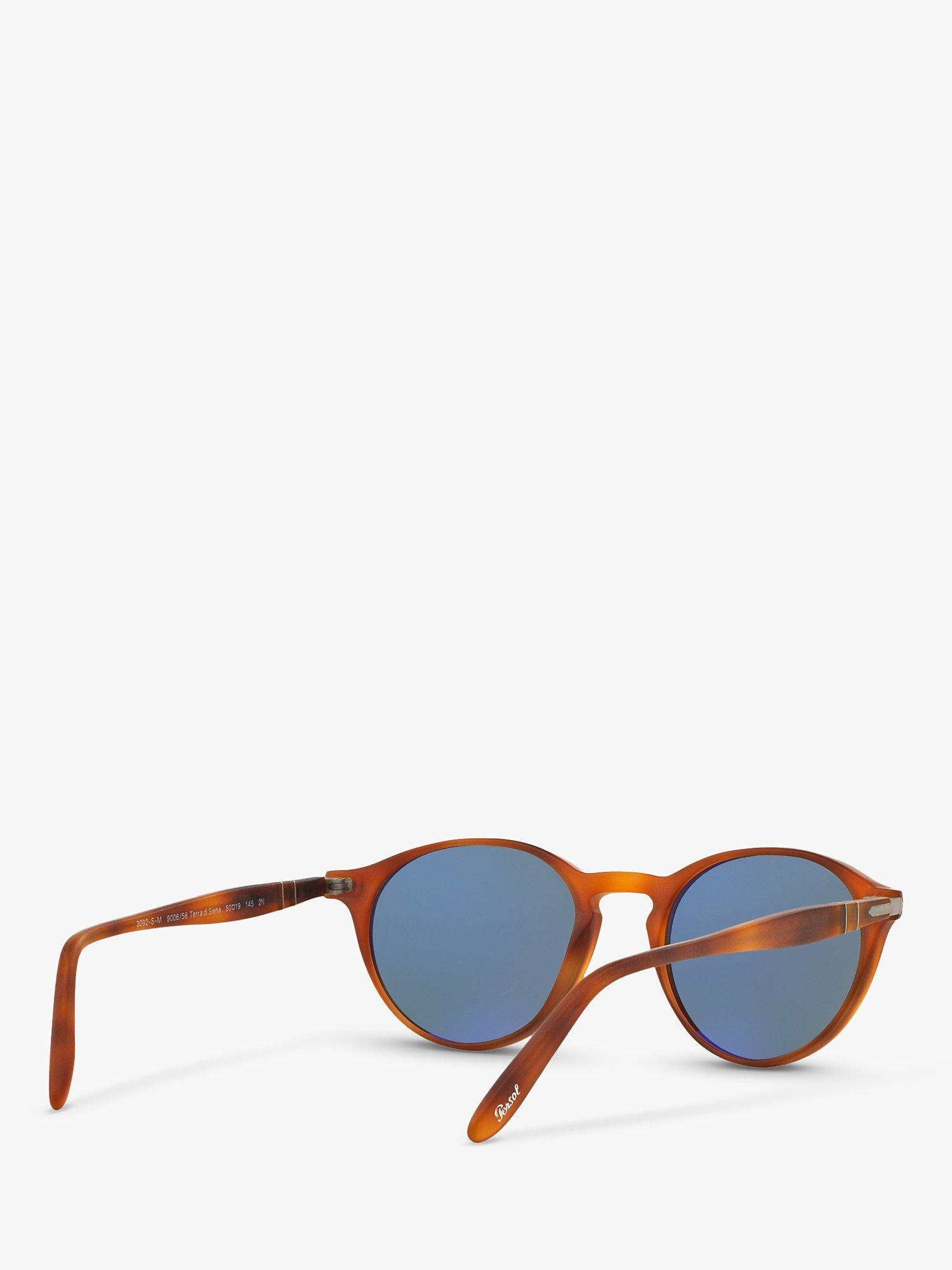 Product image 8 of 11, which shows Persol PO3092SM Men's Oval Sunglasses, Terra di Siena/Blue