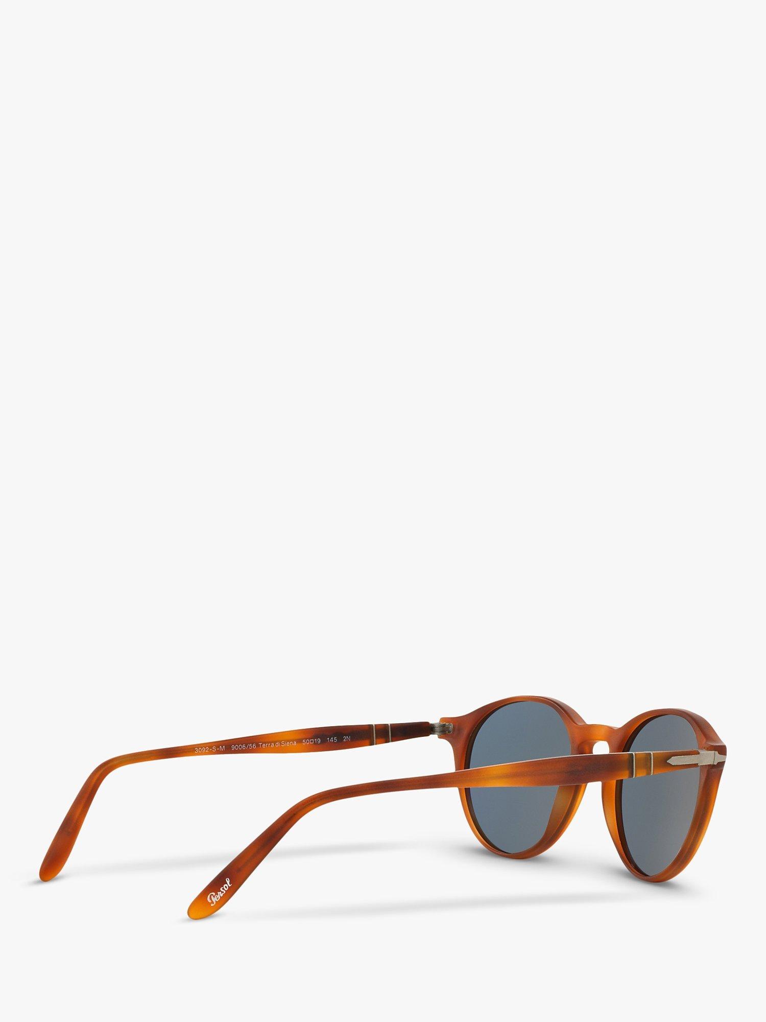 Product image 9 of 11, which shows Persol PO3092SM Men's Oval Sunglasses, Terra di Siena/Blue