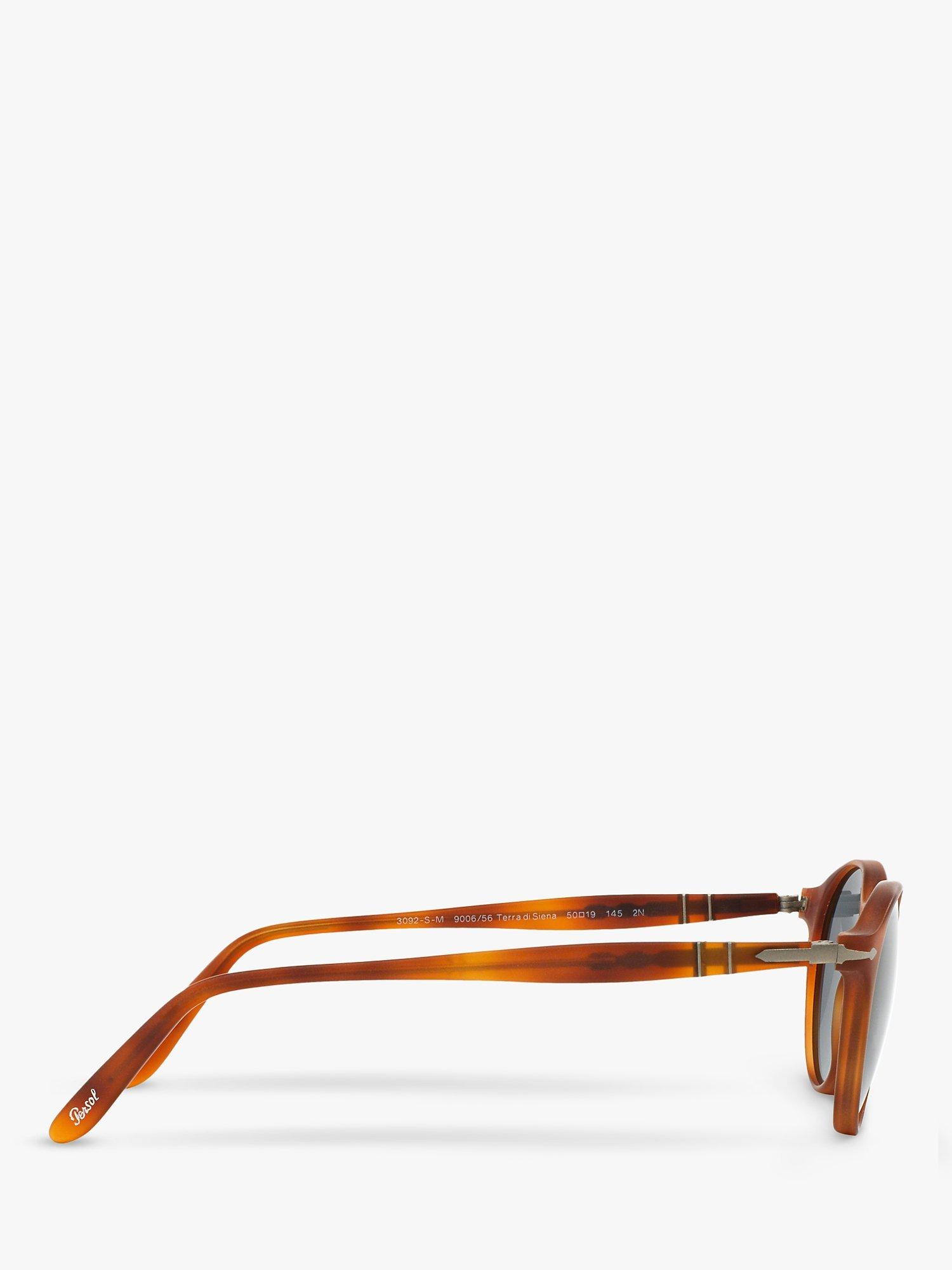 Product image 10 of 11, which shows Persol PO3092SM Men's Oval Sunglasses, Terra di Siena/Blue