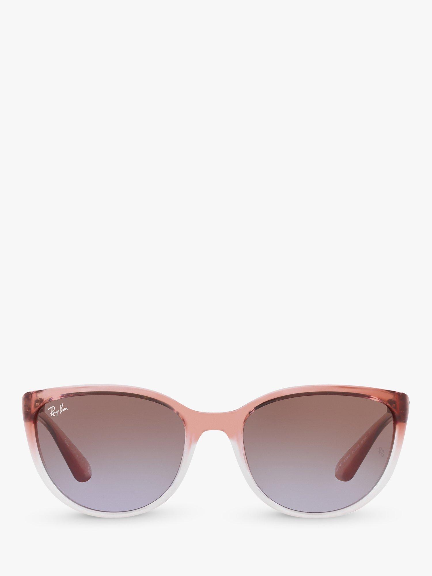 Product image 3 of 11, which shows Ray-Ban RB4167 59 Women's Emma Irregular Sunglasses, Light Brown/Transparent