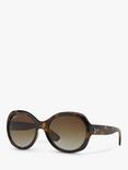 Ray-Ban RB4191 Women's Round Polarised Sunglasses, Light Havana/Brown