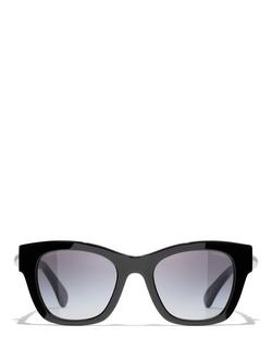 CHANEL CH5478 Women's Irregular Sunglasses, Black/Grey, Black/Grey