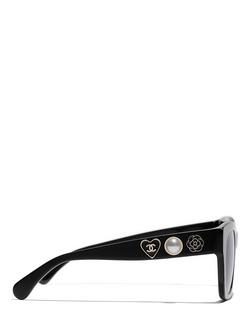 CHANEL CH5478 Women's Irregular Sunglasses, Black/Grey - view 2, Black/Grey