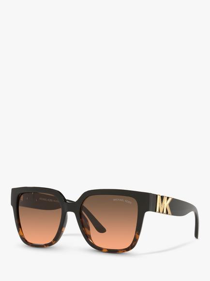 Michael Kors MK2170U Women's Karlie Square Sunglasses, Black/Dark Tortoise