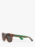 Gucci GG0003SN Men's D-Frame Sunglasses, Brown/Grey