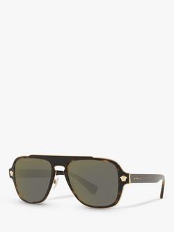 Versace VE2199 Men's Geometric Sunglasses, Havana/Grey, Havana/Grey
