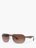 Ray-Ban RB3492 Men's Square Sunglassess, Brown