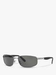 Ray-Ban RB3254 Men's Polarised Rectangular Sunglasses, Gunmetal/Grey