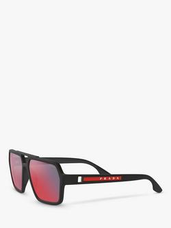Prada PS 01XS Men's Rectangular Sunglasses, Black/Mirror Grey Pink - view 2, Black/Mirror Grey Pink