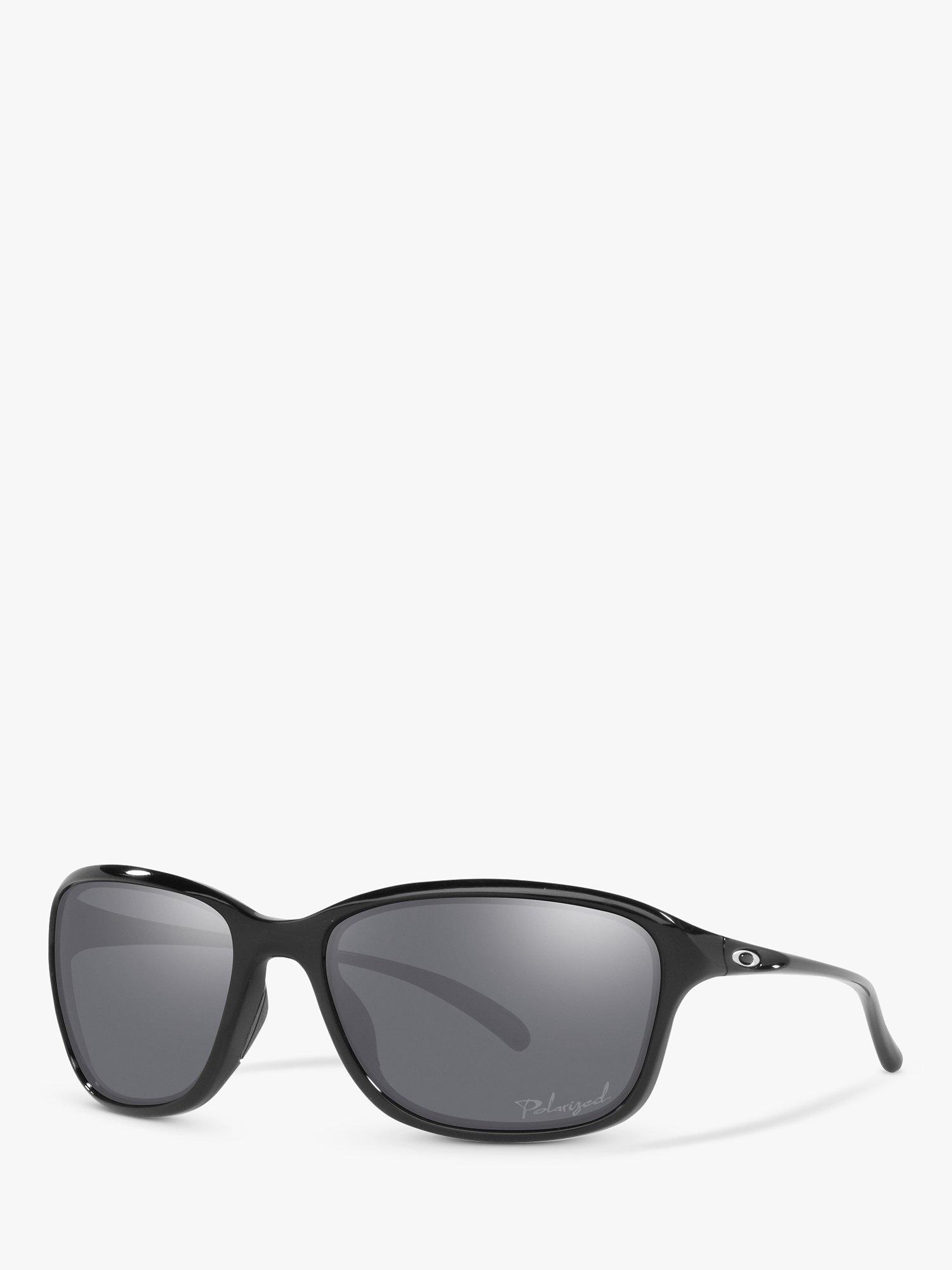 Oakley OO9297 Women's She's Unstoppable Polarised Oval Sunglasses, Polished Black/Mirror Grey