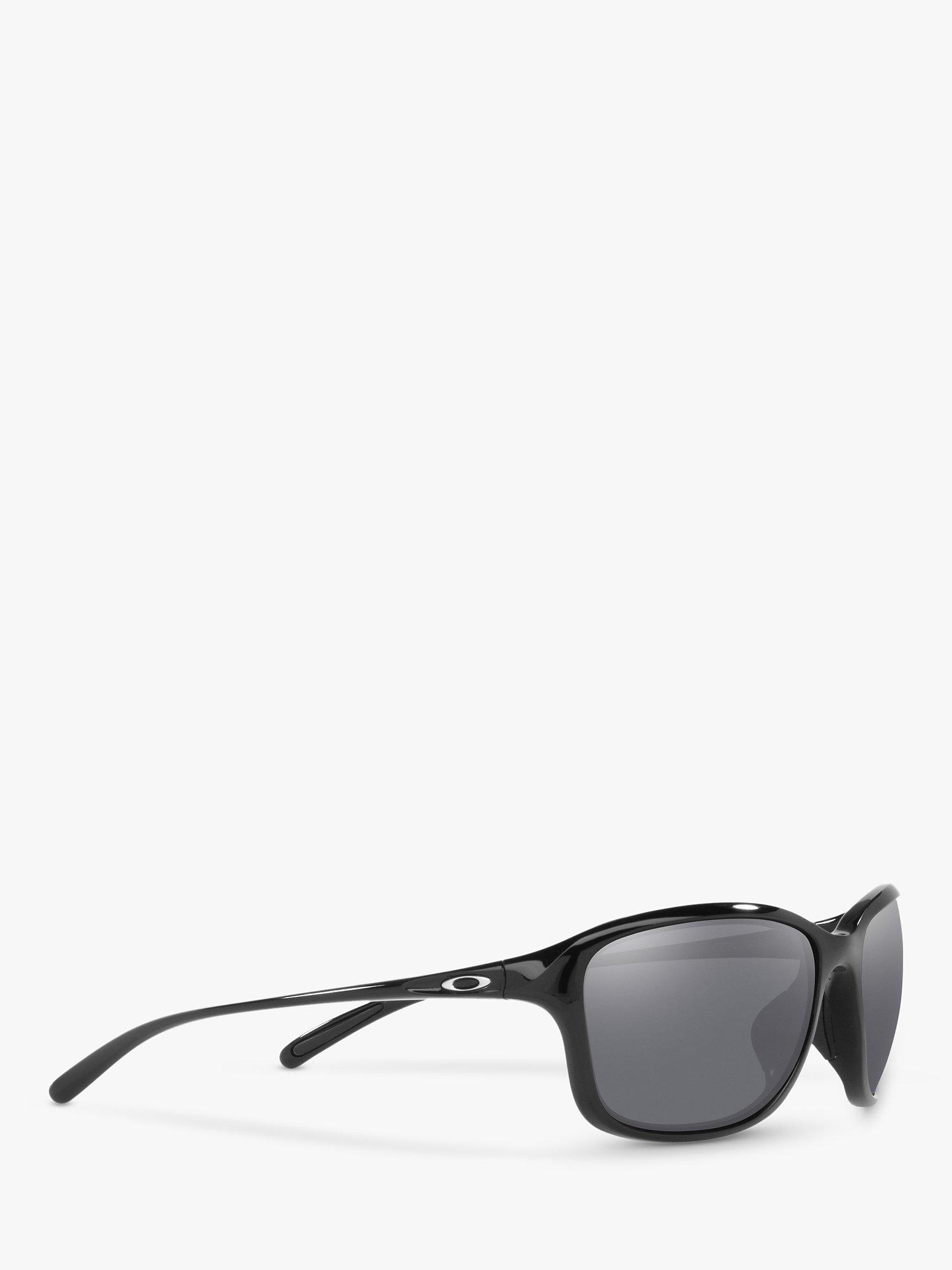 Oakley OO9297 Women's She's Unstoppable Polarised Oval Sunglasses, Polished Black/Mirror Grey