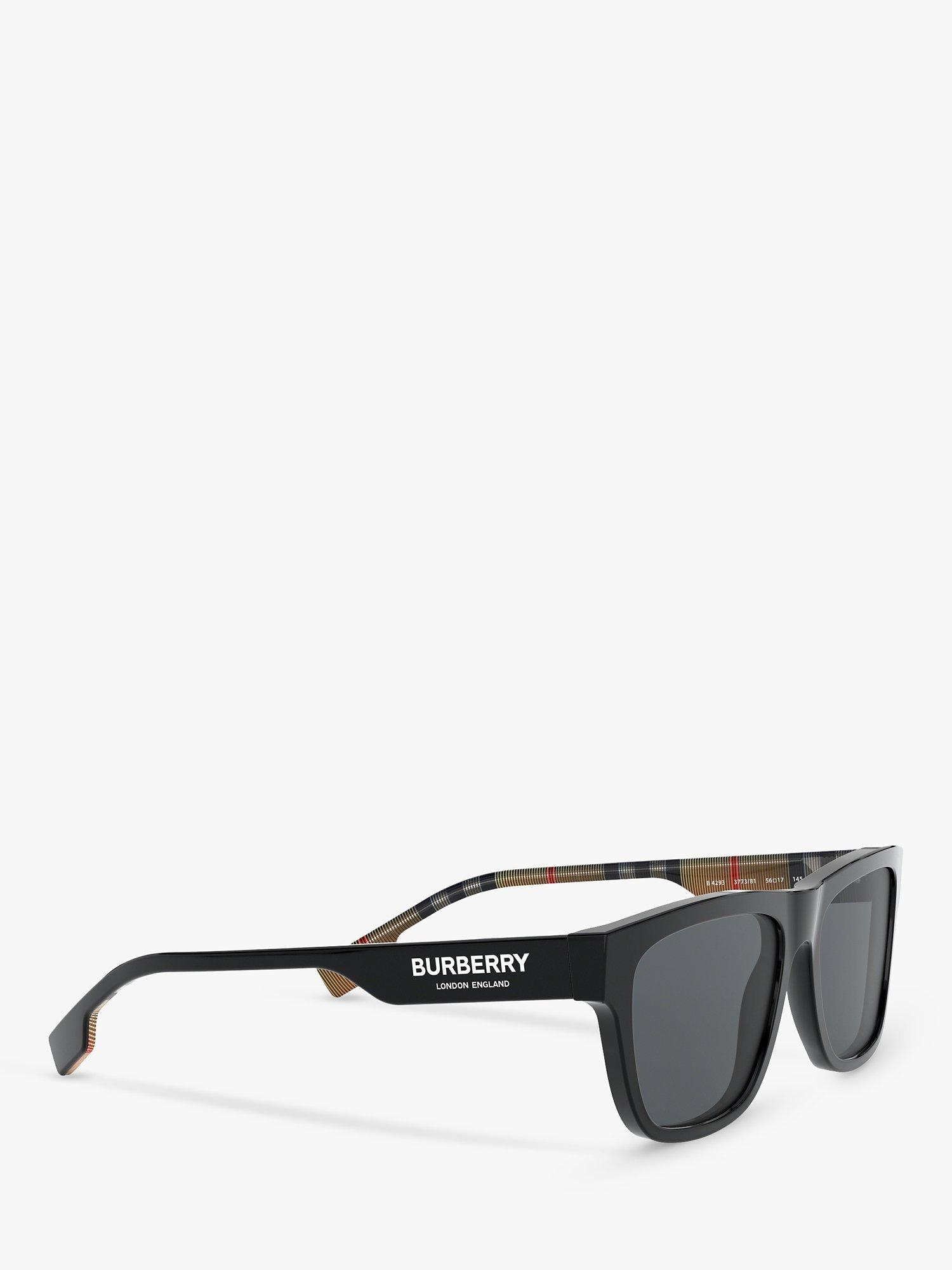 Product image 11 of 11, which shows Burberry BE4293 Men's Polarised Square Sunglasses, Black/Grey
