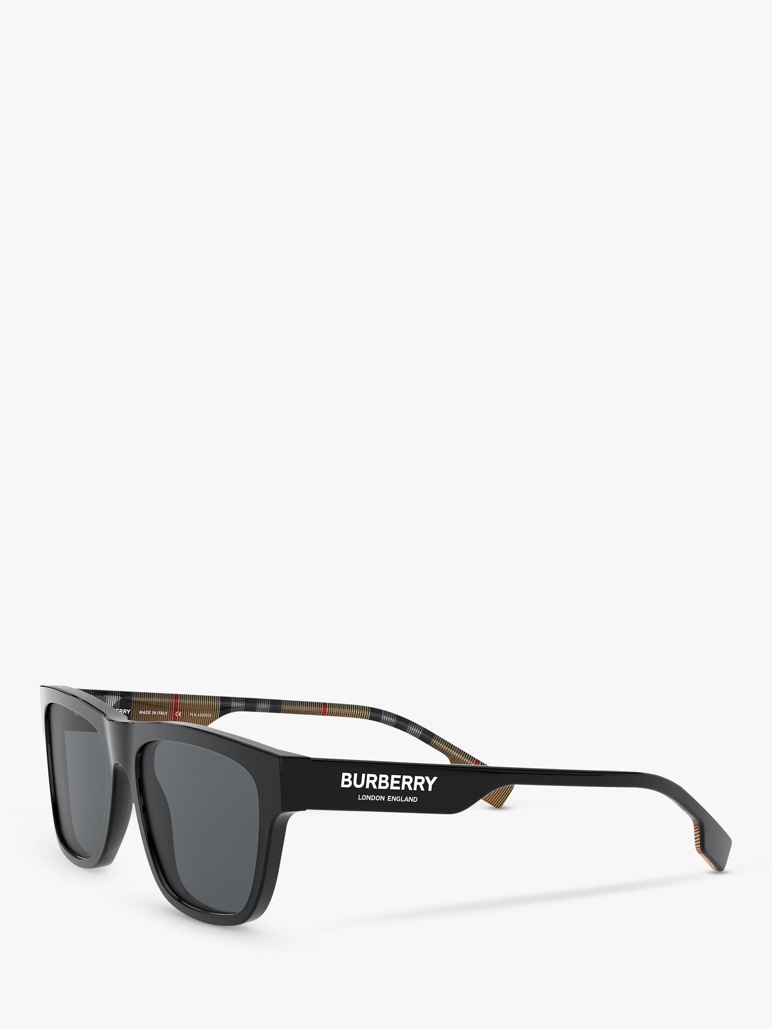 Product image 2 of 11, which shows Burberry BE4293 Men's Polarised Square Sunglasses, Black/Grey