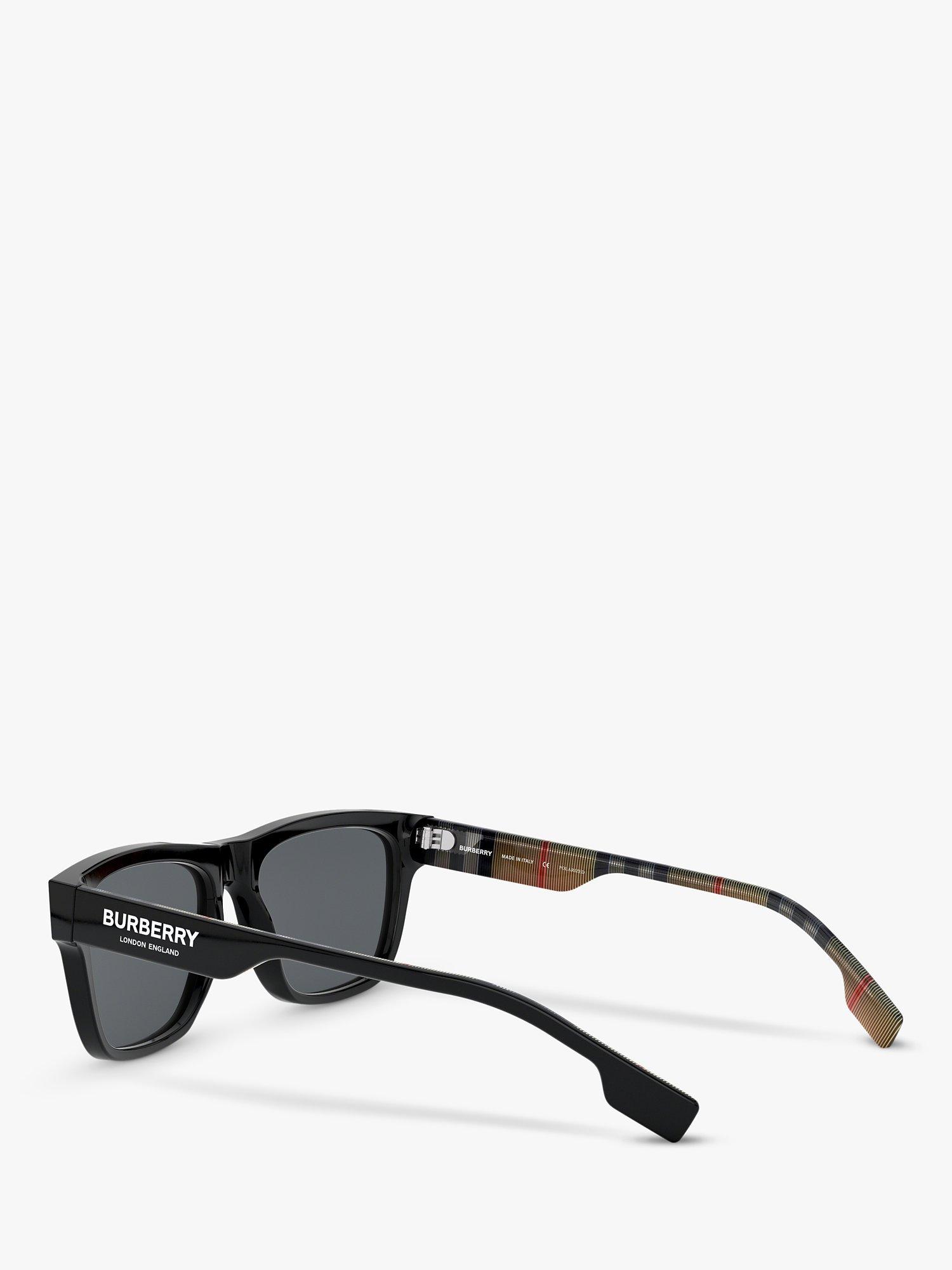 Product image 5 of 11, which shows Burberry BE4293 Men's Polarised Square Sunglasses, Black/Grey