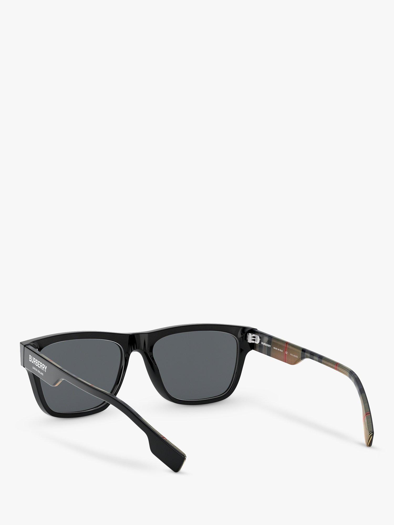 Product image 6 of 11, which shows Burberry BE4293 Men's Polarised Square Sunglasses, Black/Grey