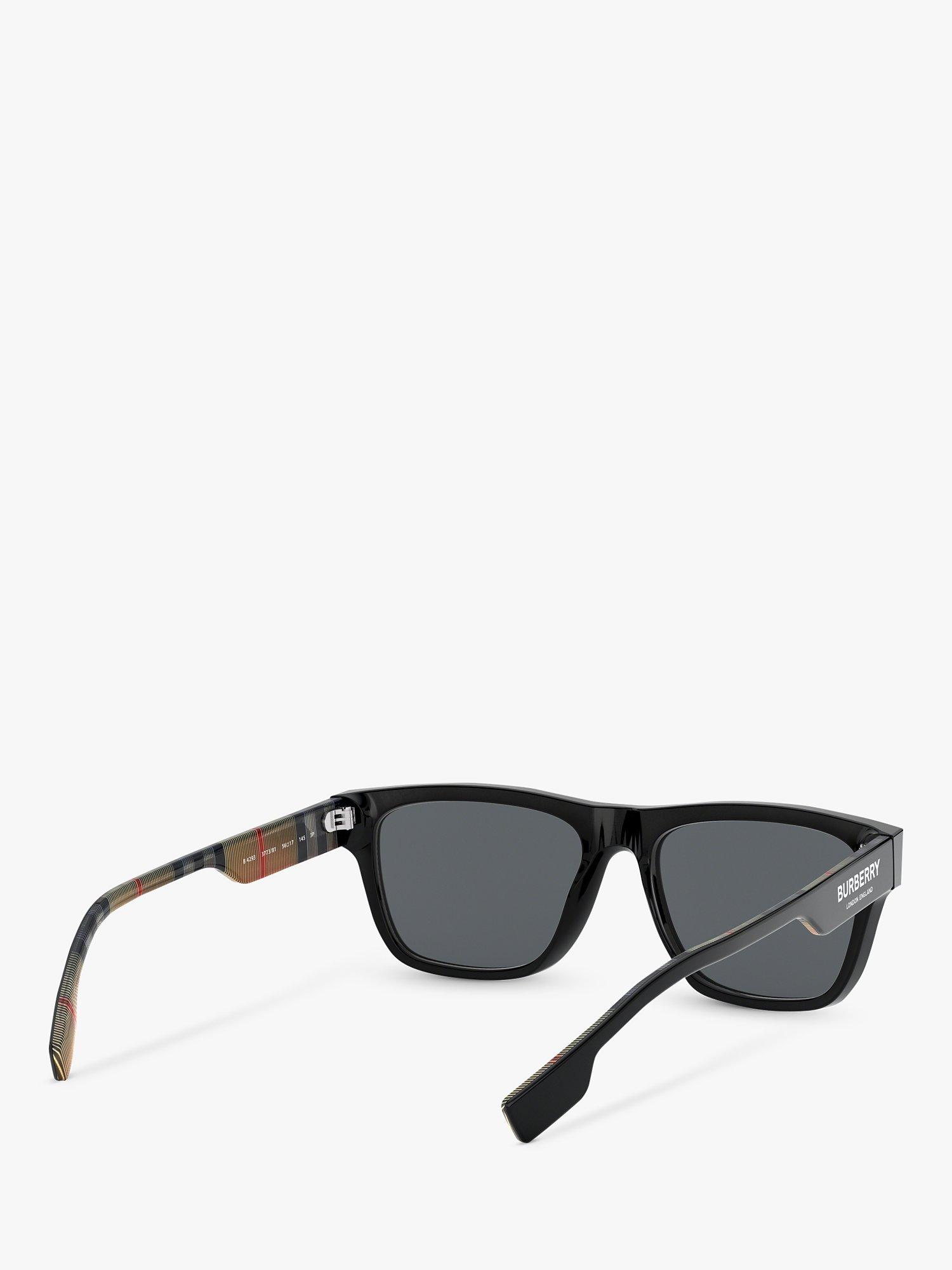 Product image 8 of 11, which shows Burberry BE4293 Men's Polarised Square Sunglasses, Black/Grey