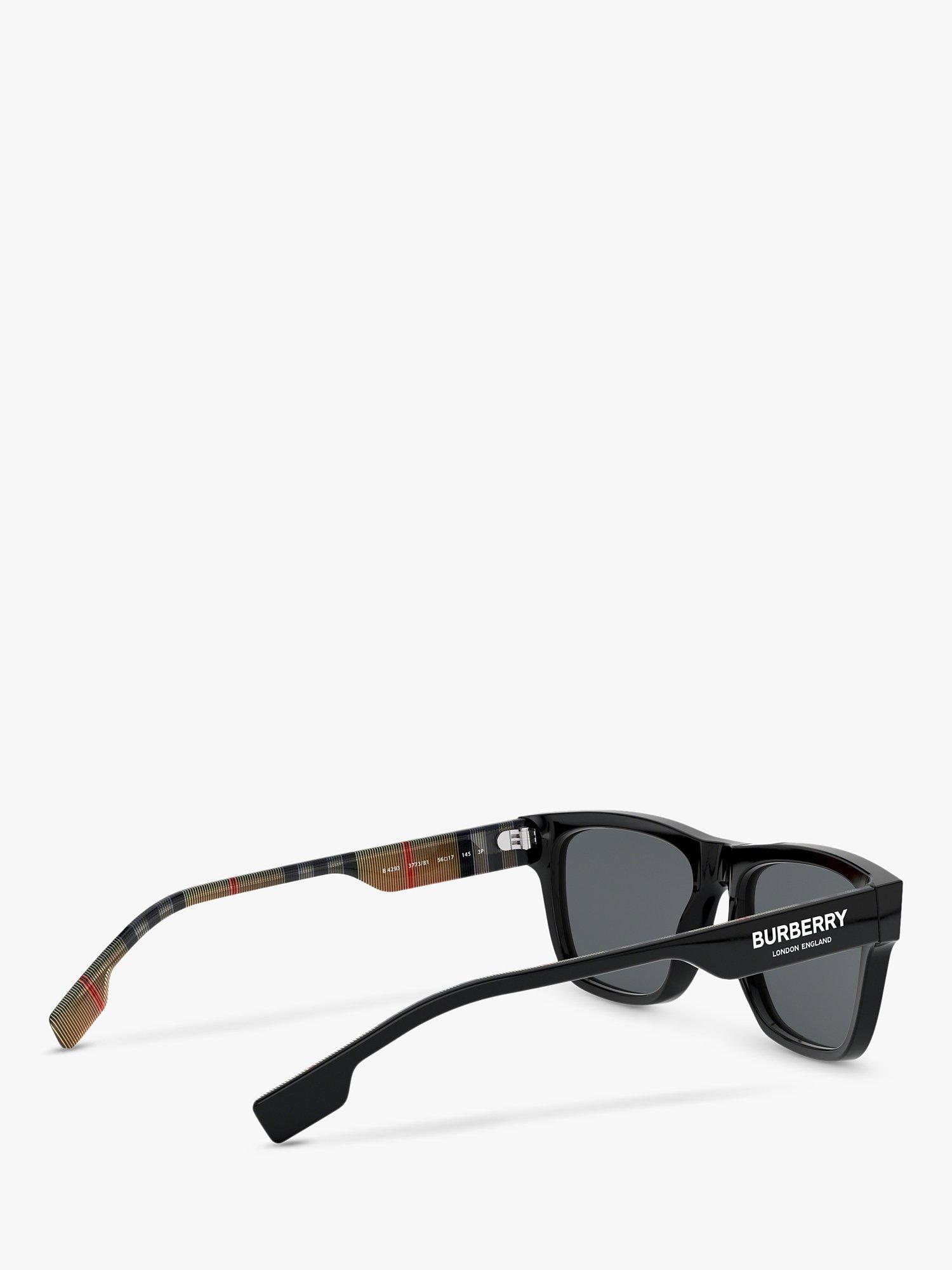Product image 9 of 11, which shows Burberry BE4293 Men's Polarised Square Sunglasses, Black/Grey